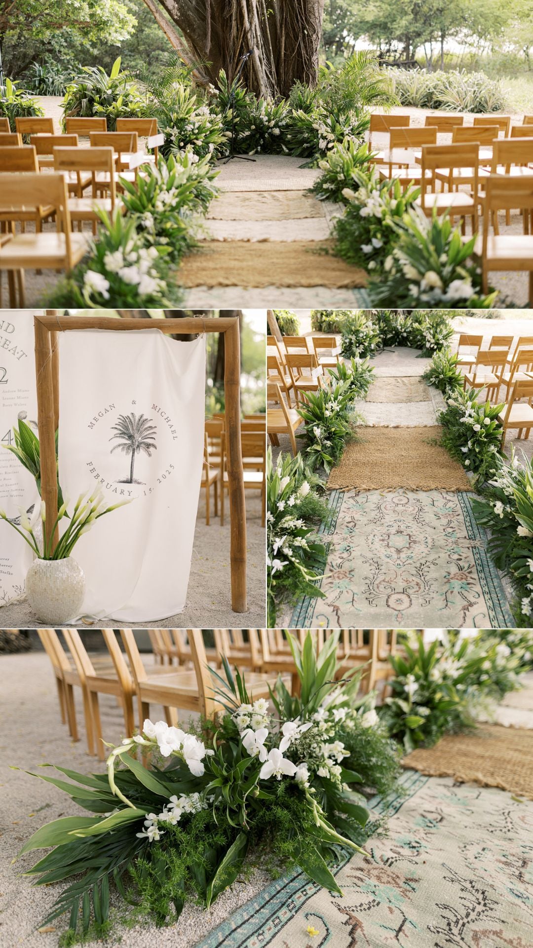 wedding ceremony details at pangas beach club