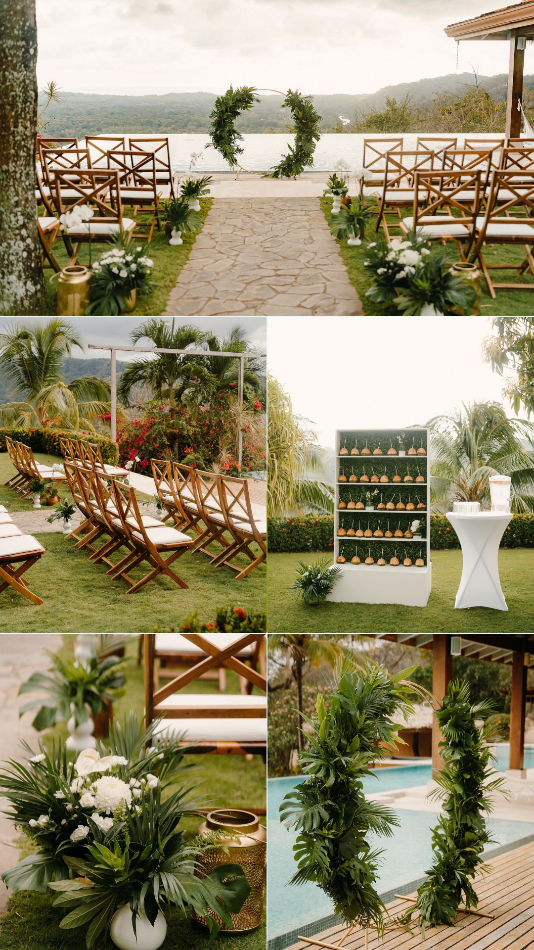 wedding ceremony details nosara white roses pool