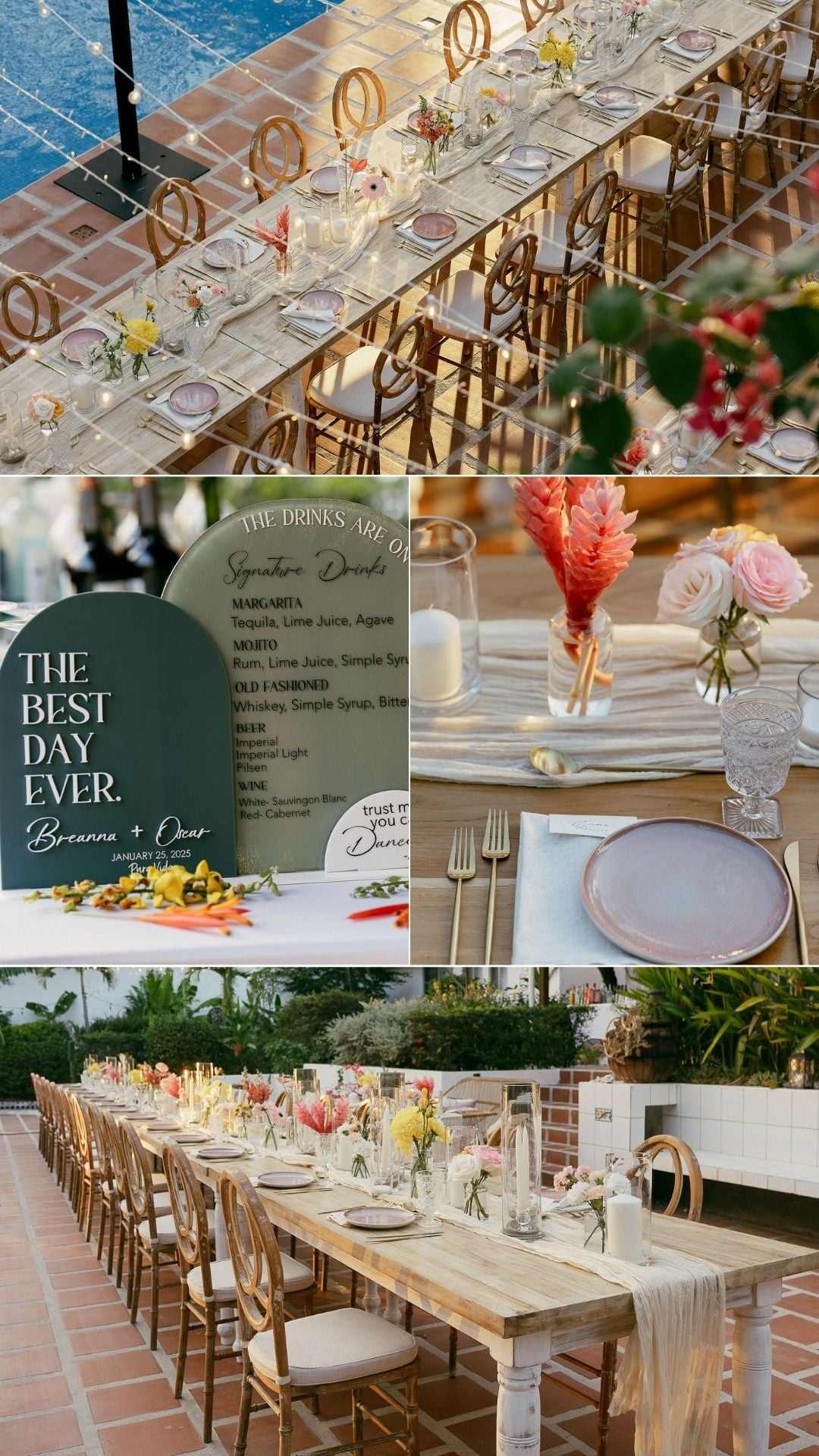 wedding reception decorations at villa concha